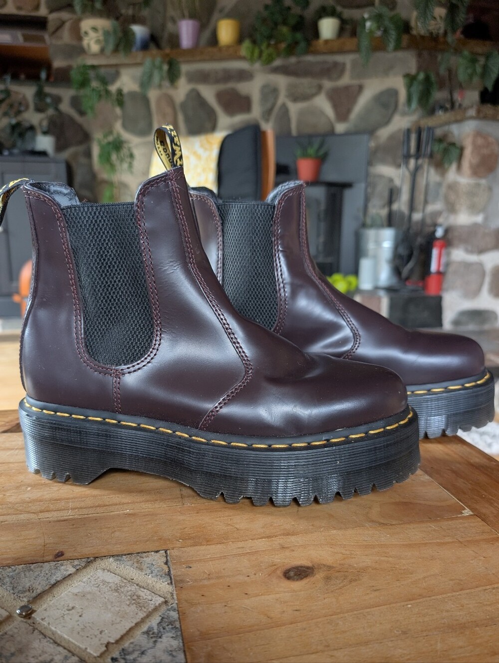 Dr. Martens 2976 Polished Smooth Platform Chelsea Boots - Quad